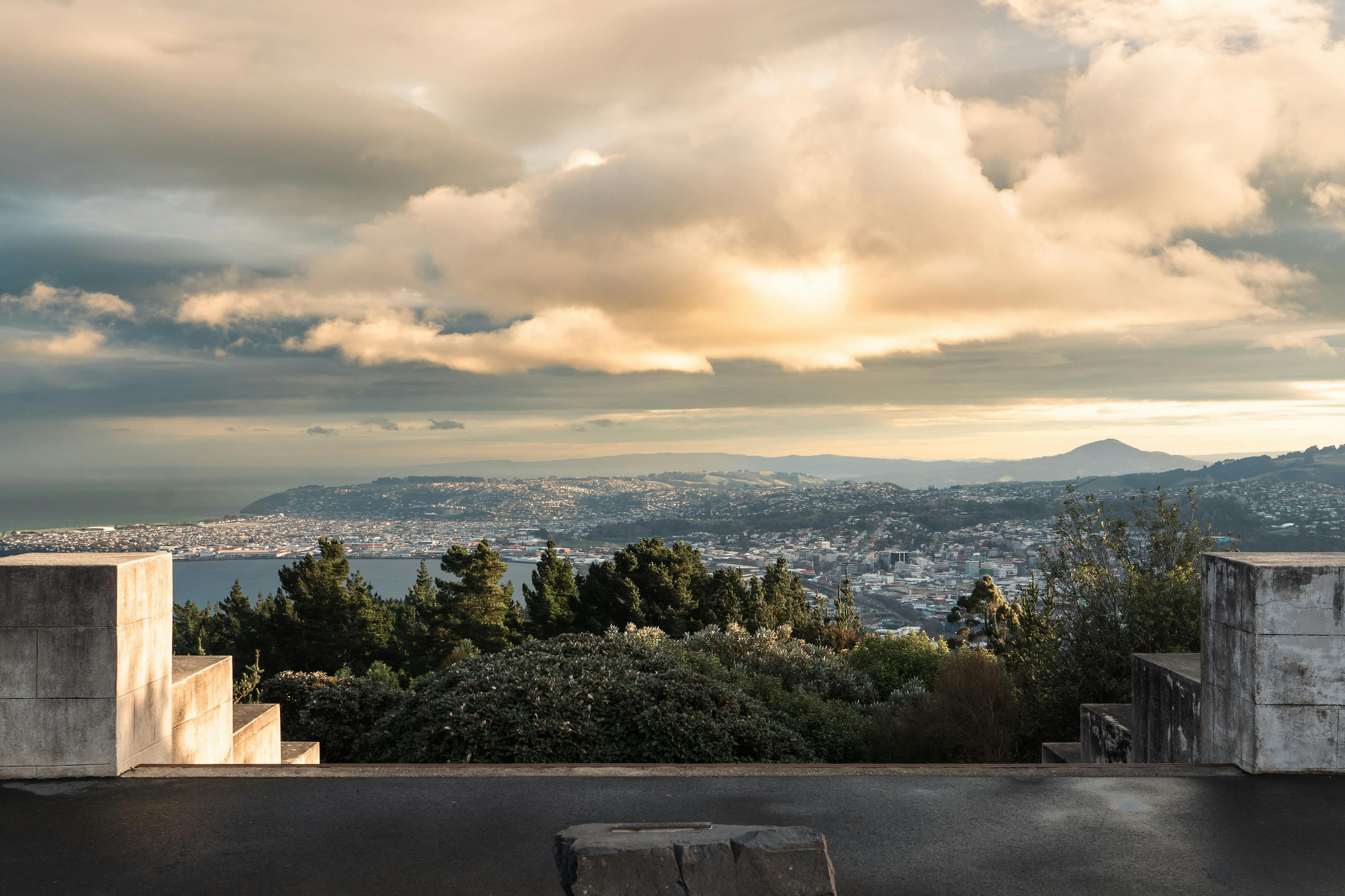 Aerial view of Dunedin city from the hills, home of Step Ahead Accounting